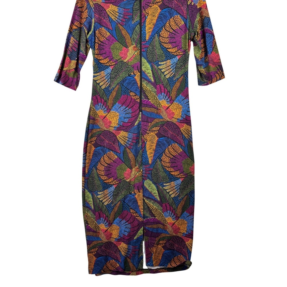 Farm Rio Dress Tropical Bird Flowers Macaws Midi Womens Large Multicolor Boho - Picture 16 of 16